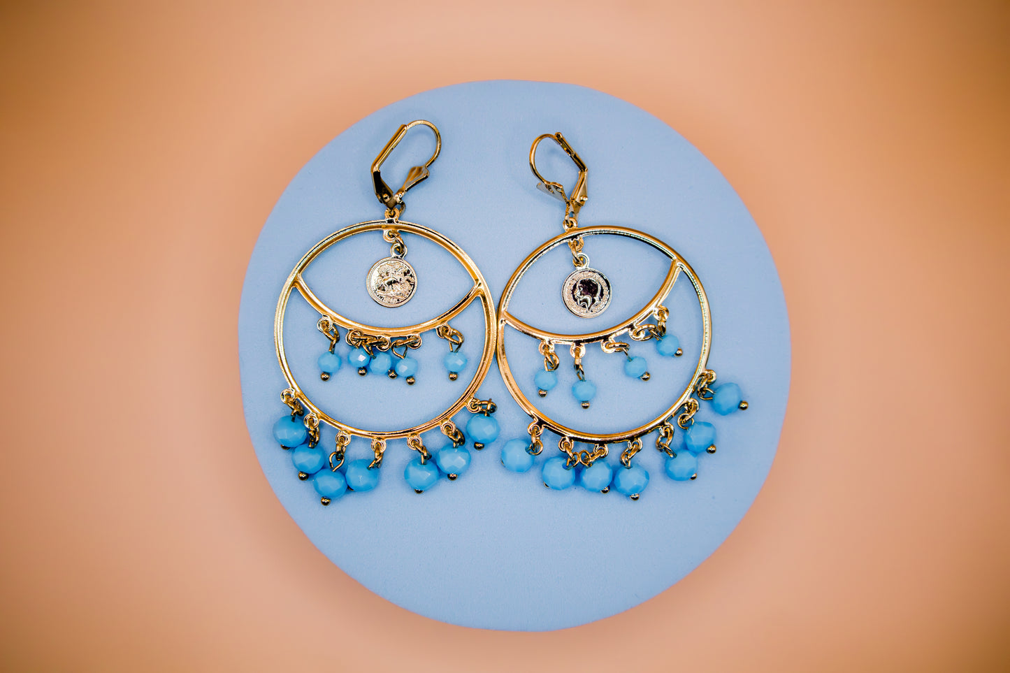 Turquoise Drop Hoops