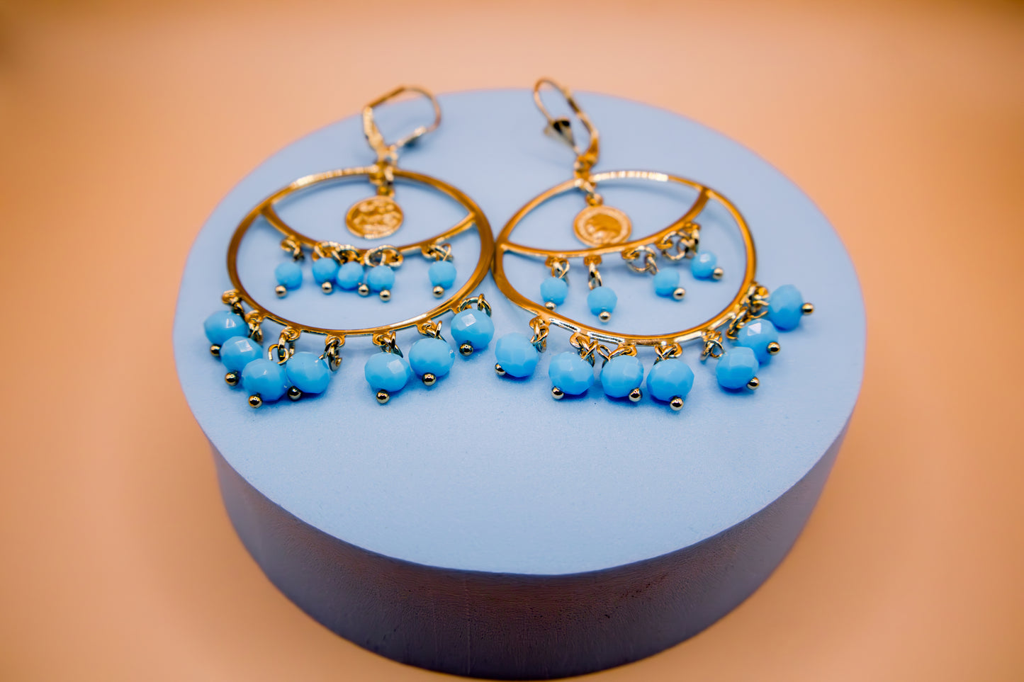 Turquoise Drop Hoops