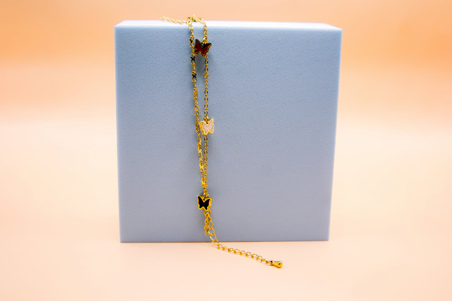 Multicolor Butterfly Charm Chain Bracelet