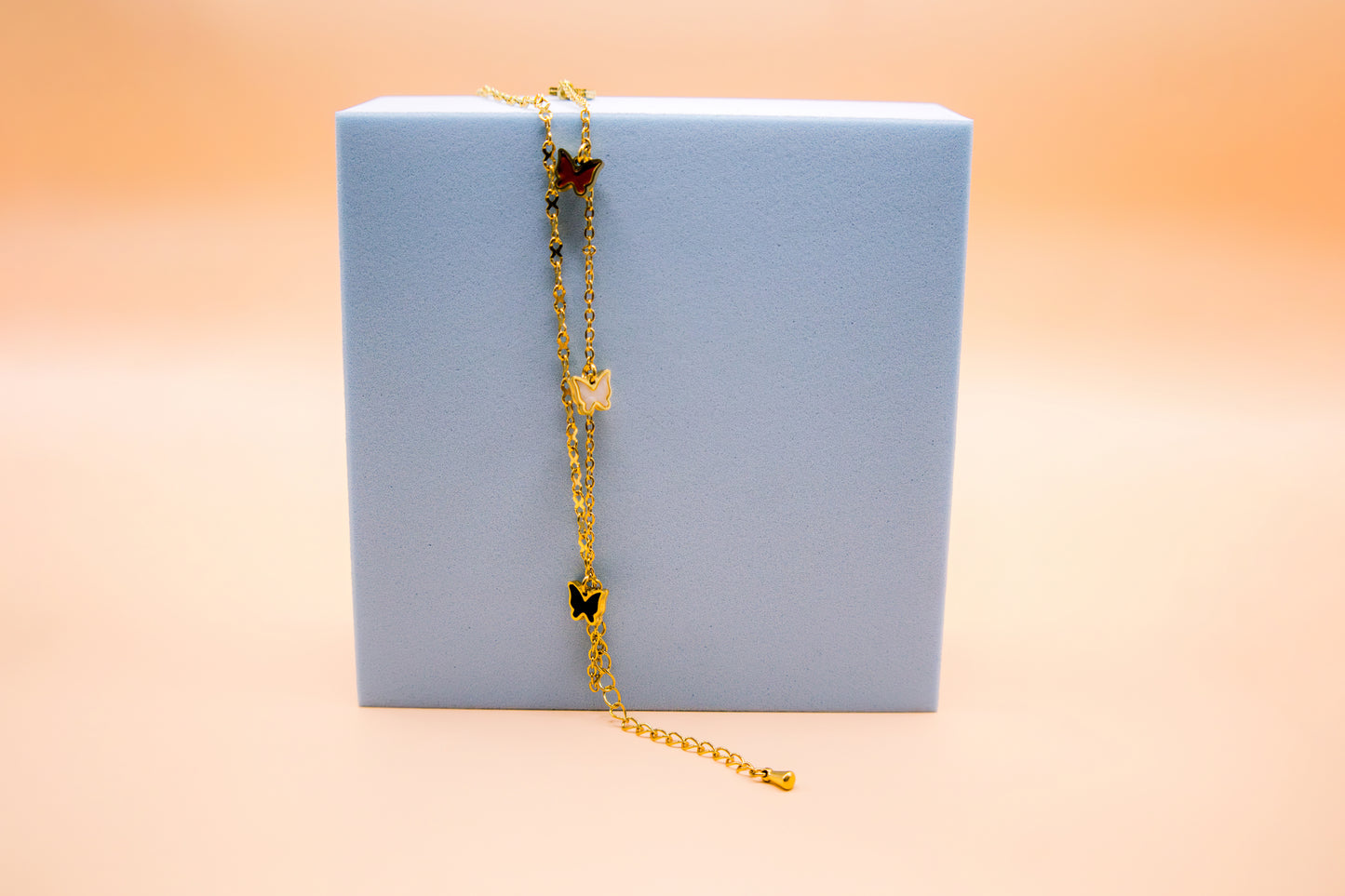 Multicolor Butterfly Charm Chain Bracelet