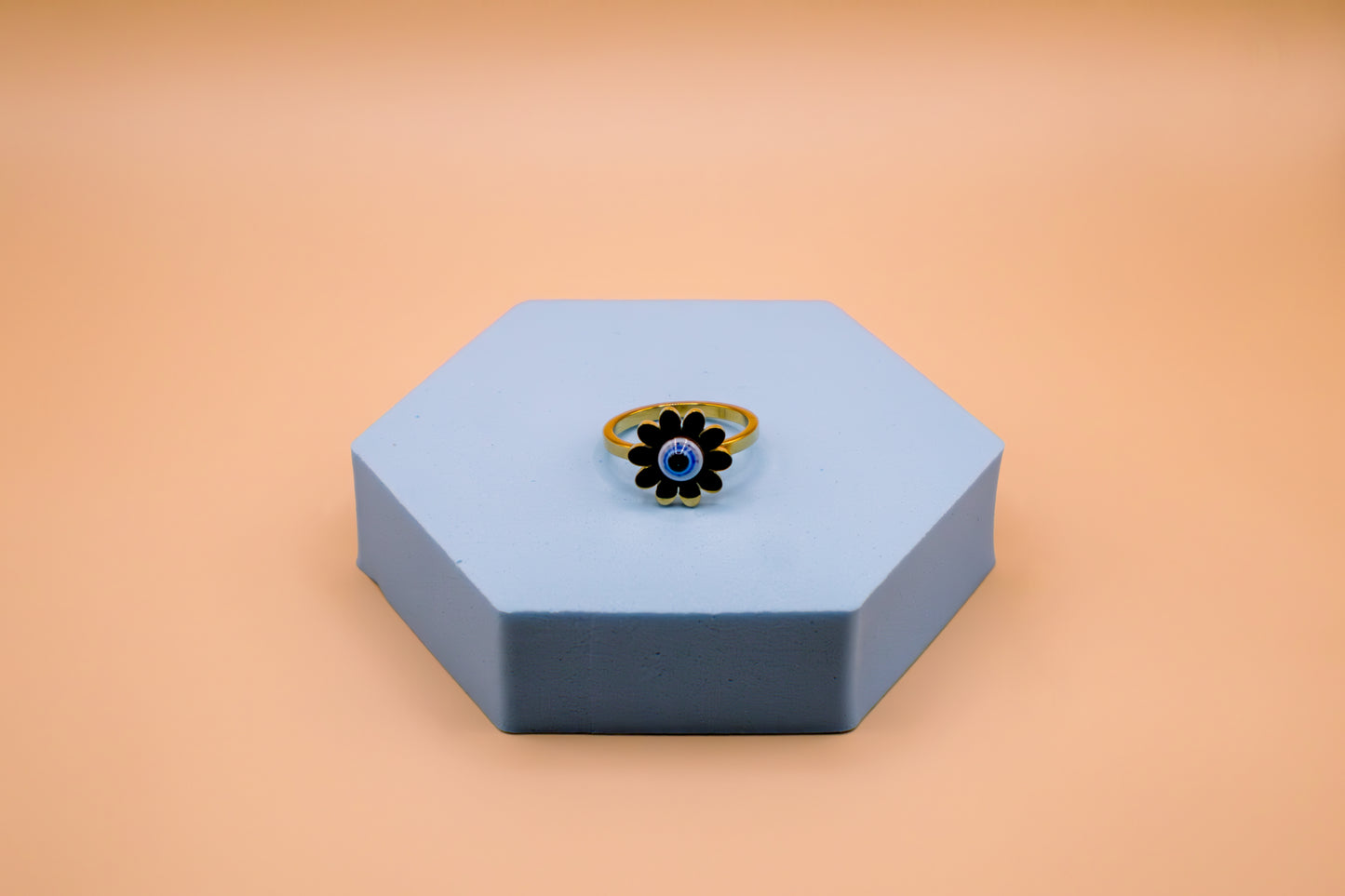 Midnight Bloom Evil Eye Ring
