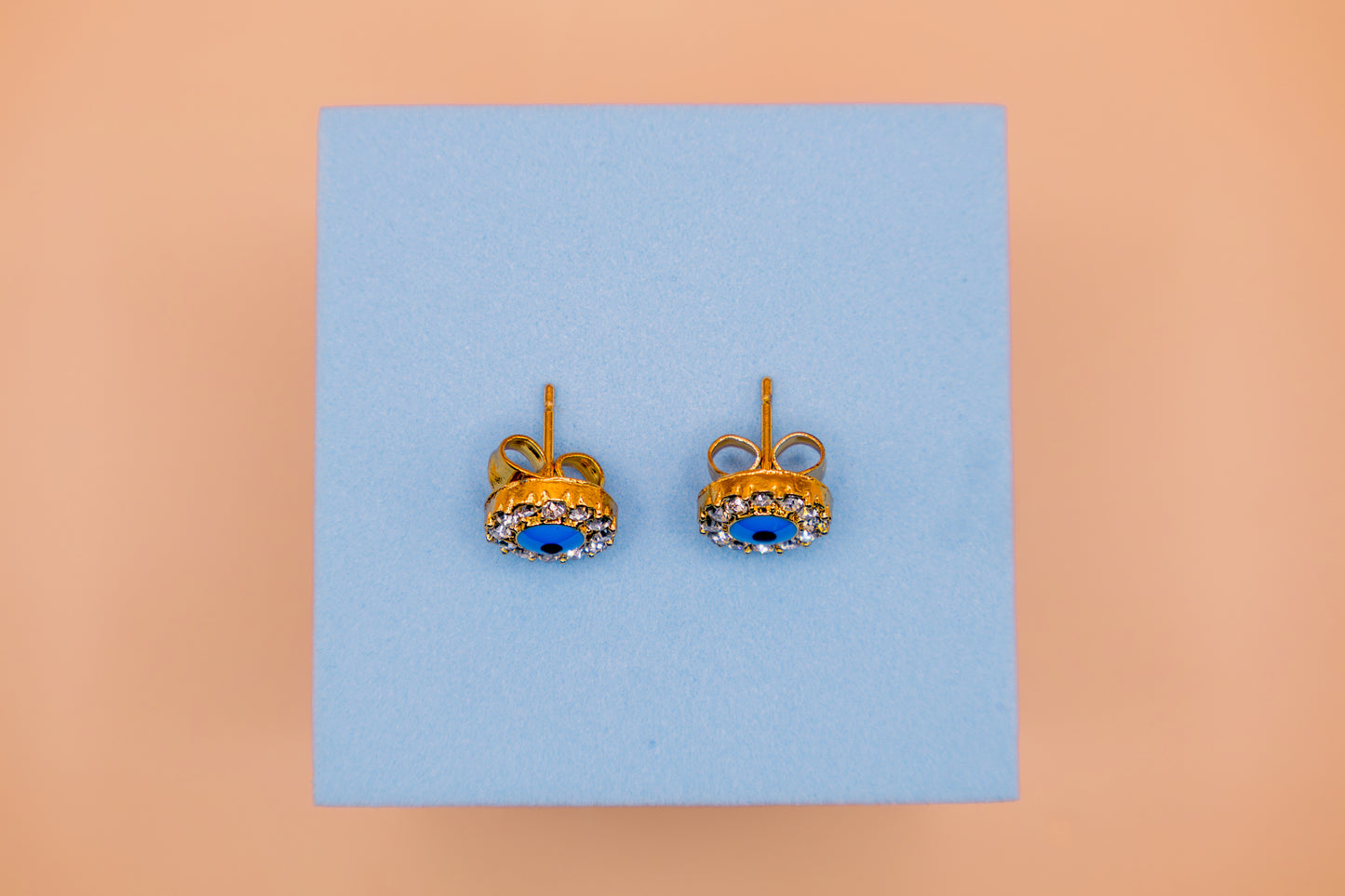 Evil Eye Crystal Stud Earrings