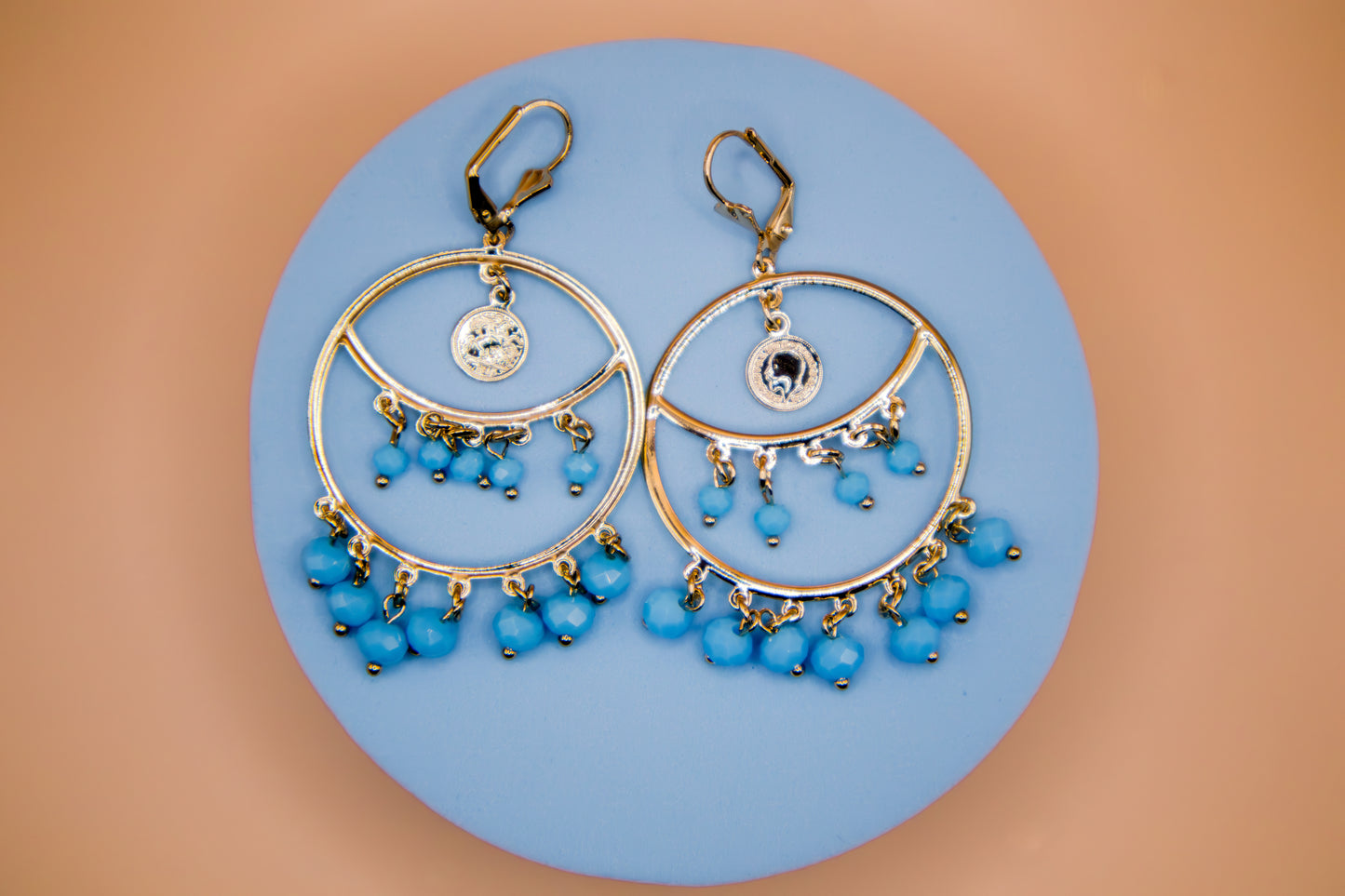 Turquoise Drop Hoops