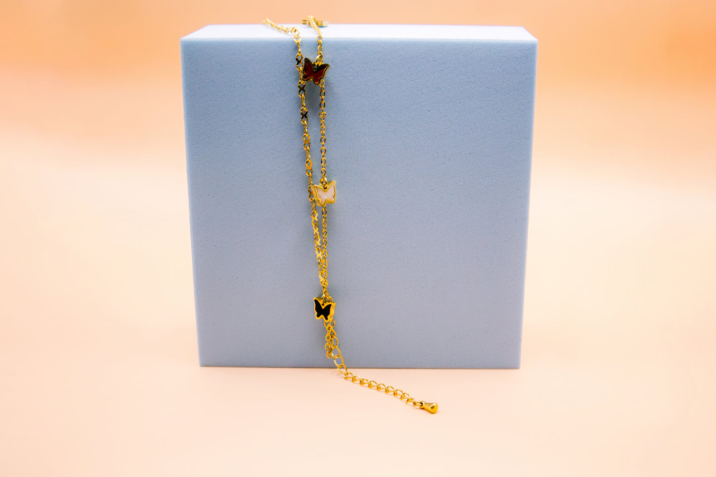 Multicolor Butterfly Charm Chain Bracelet