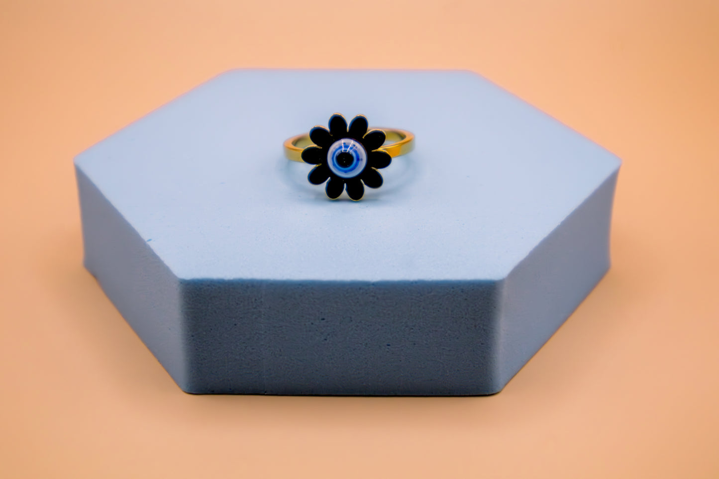 Midnight Bloom Evil Eye Ring