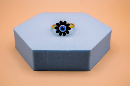 Midnight Bloom Evil Eye Ring