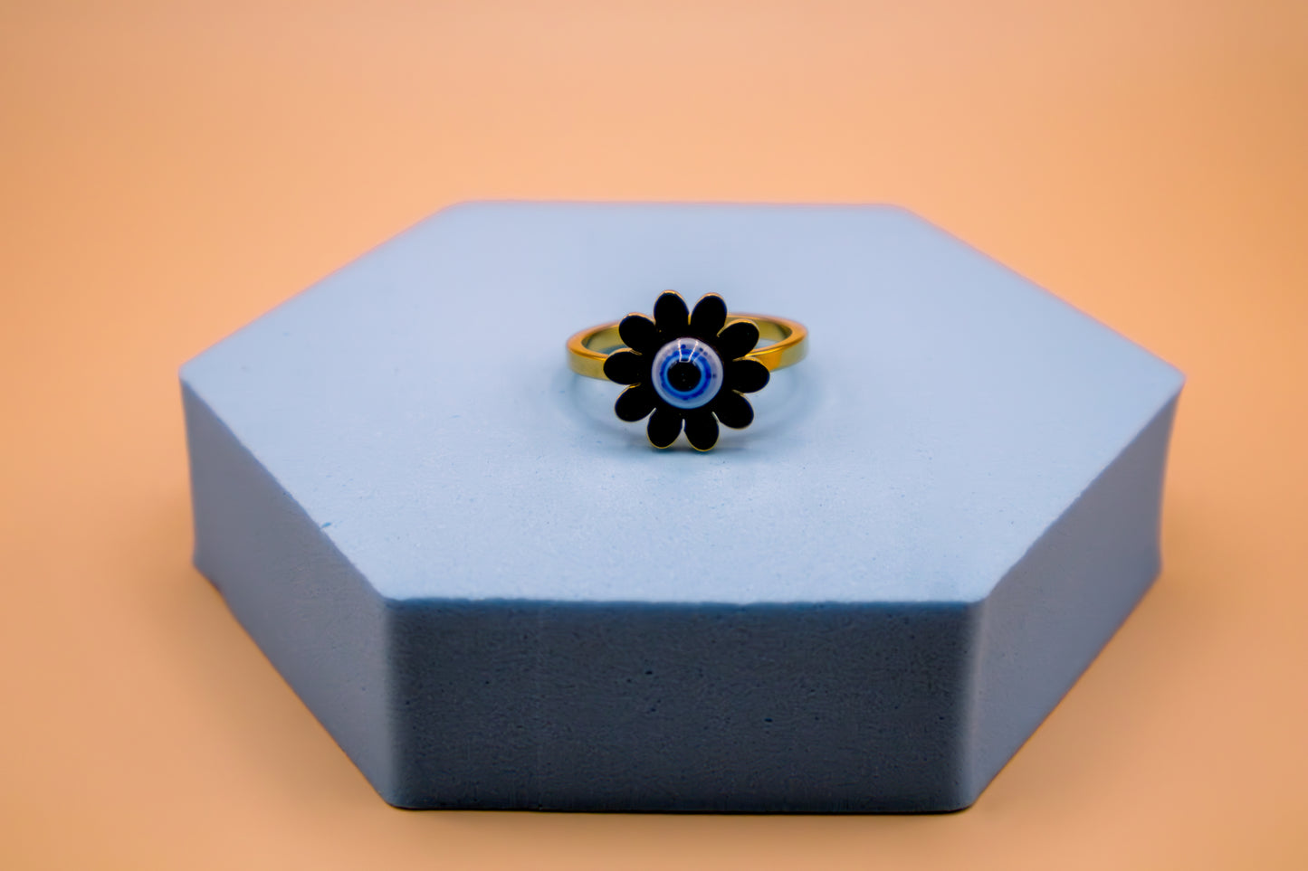Midnight Bloom Evil Eye Ring