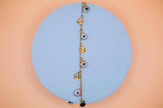 Golden Evil Eye Charm Anklet