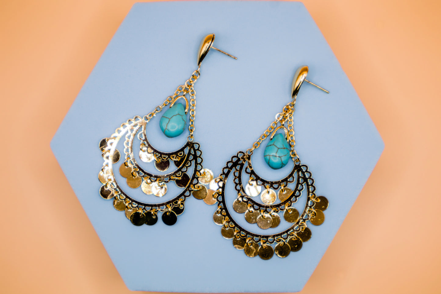 Bohemian Sunburst Gold Earrings
