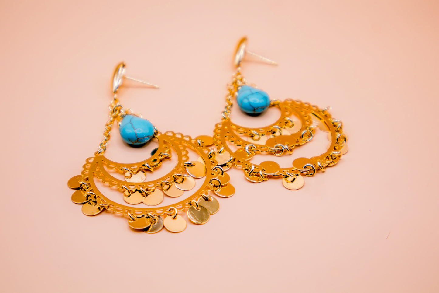 Bohemian Sunburst Gold Earrings