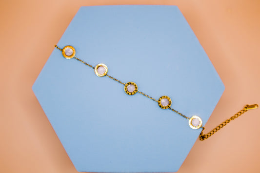 Whiteb Aura Circles: Minimalist Gold Charm Bracelet