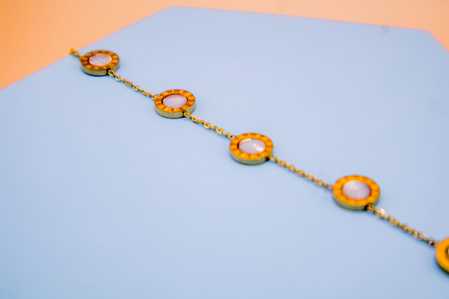 Whiteb Aura Circles: Minimalist Gold Charm Bracelet